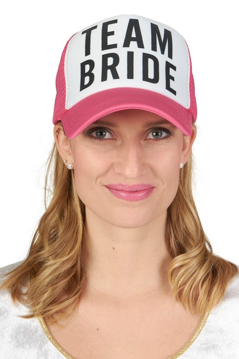JGA Brautparty Accessoires - "Bride to Be" Cap Schirmmütze Team Bride - Rosa