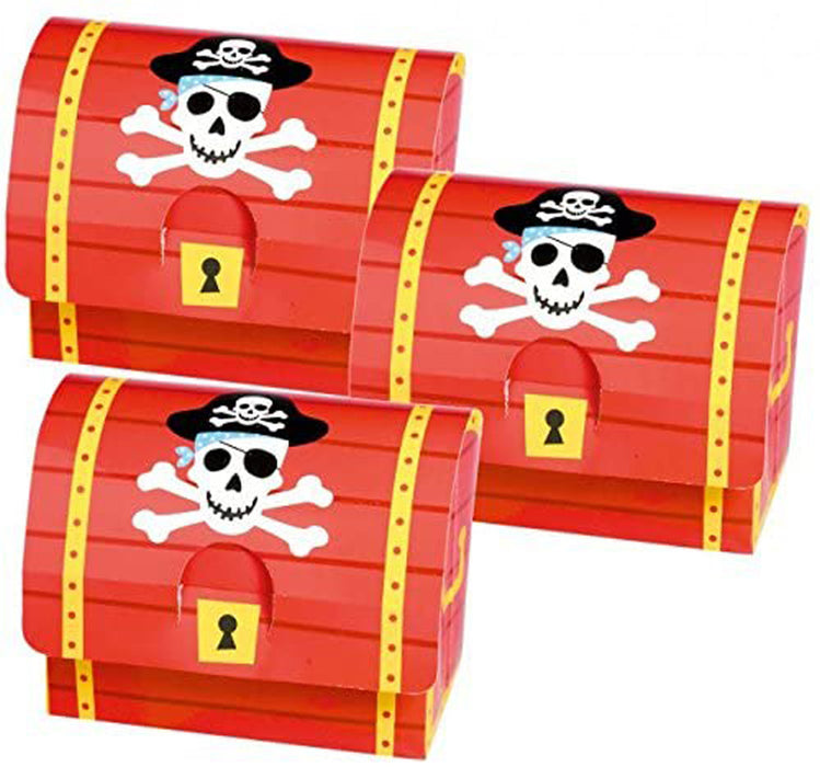 Amscan "Pirates Map" - 8 Piraten Schatzkisten Geschenkboxen aus Papier 399900 | Kinder Geburtstag Pa