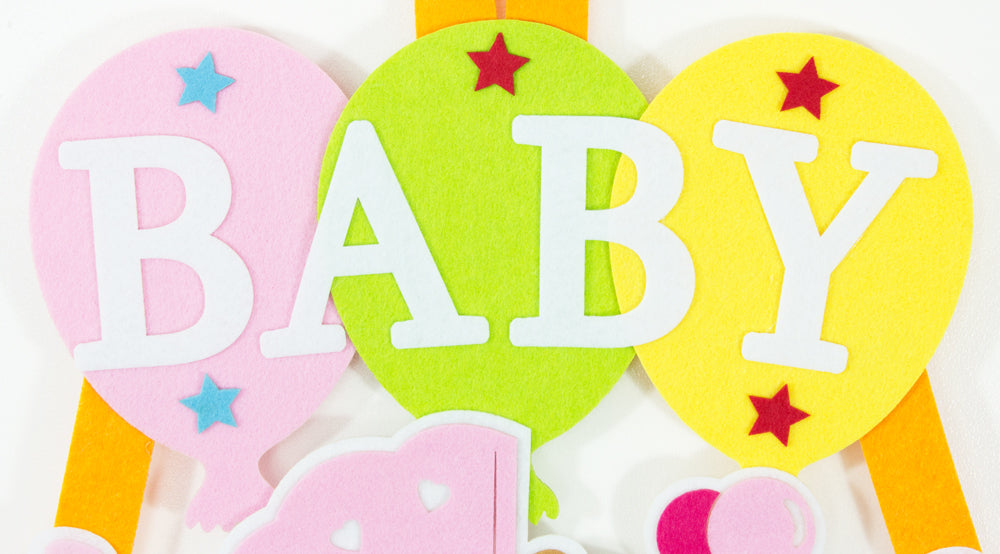 Baby Shower Party Dekoration - XL Wandbild mit Ballons 110 x 56 cm - Rosa