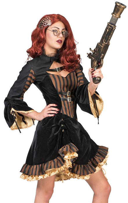 Steampunk Kostüm "Sally" für Damen - Schwarz Braun | Party Kleid