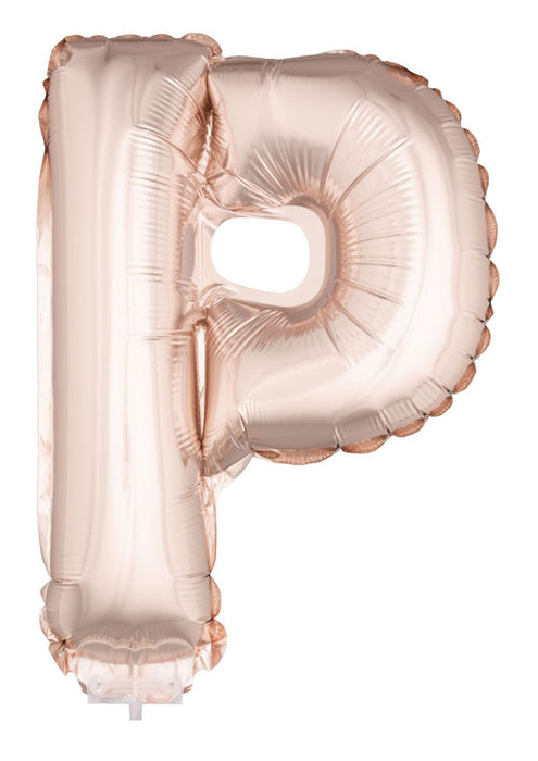 Buchstaben Folienballon mit Stab 41 cm - Roségold Buchstabe P