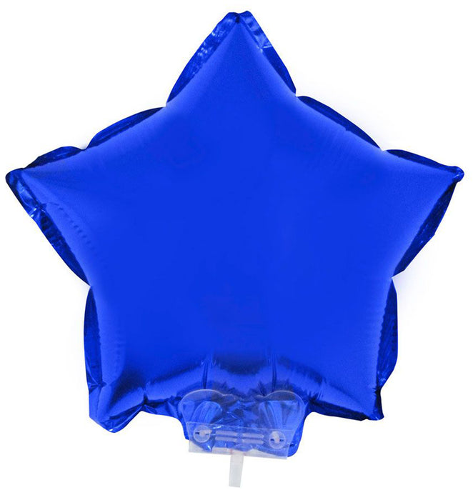 Stern Folienballon 28 cm mit Stab - Blau