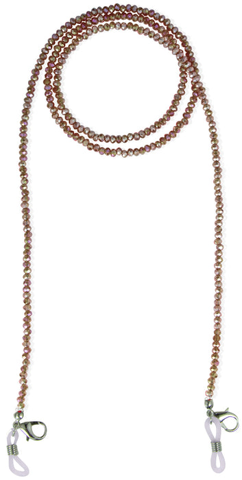 Brillenkette Maskenkette mit Glaskristallperlen - Taupe