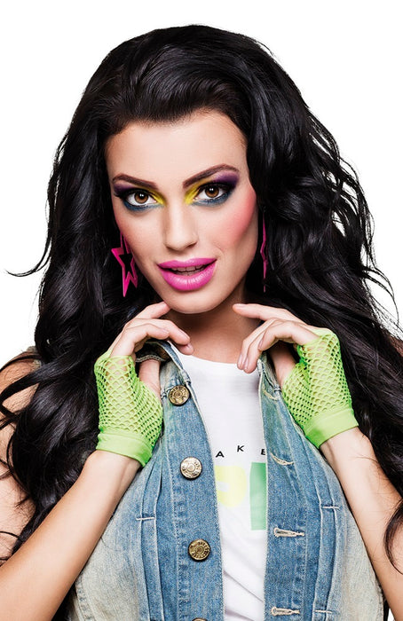 Kurze Fingerlose Netzhandschuhe "New York" | Neon Grün