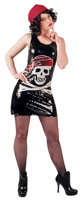 Pailletten Kleid Dazzle Skull Piratin Gr. M