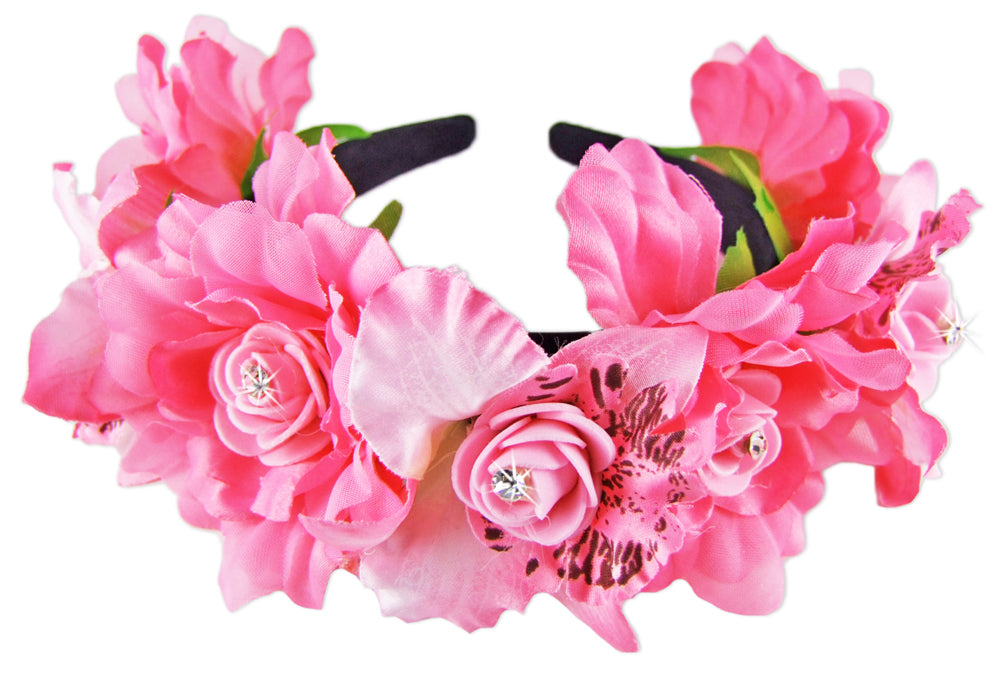 Wunderschöner Blumen Haarreif Mia mit Strass Rosa