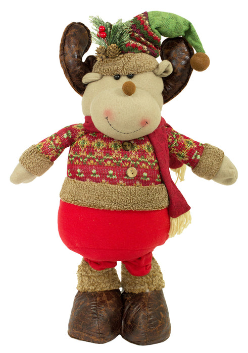Rentier Dekofigur für Weihnachten - Stehfigur mit ausziehbaren Beinen - 80 x 34 cm