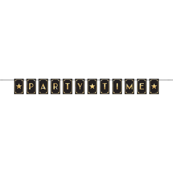 "Glitz & Glam" Partykette Buchstaben Girlande - Schwarz / Gold