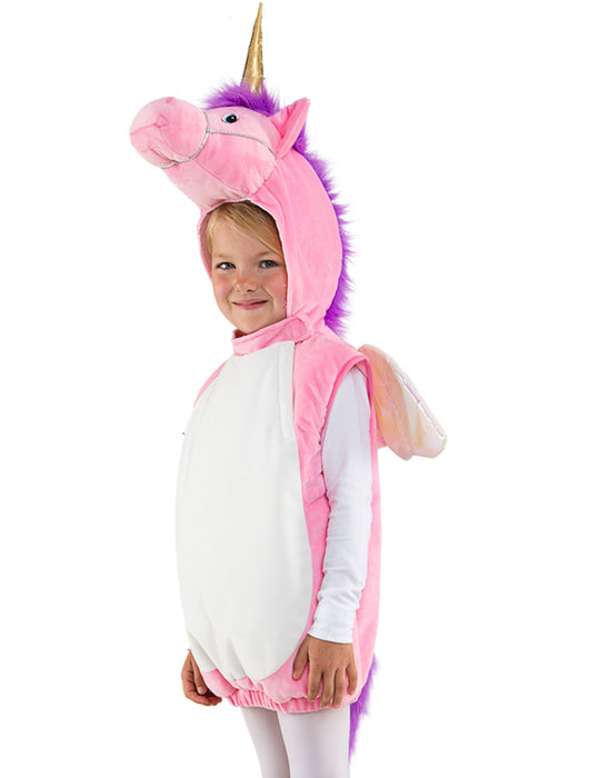 Einhorn Kostüm Weste für Kinder - Gr. 104 - Weiß Rosa | Kleinkind Faschingskostüm