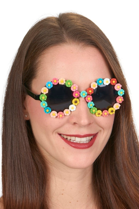 Hippie Brille mit Blumen - Bunt