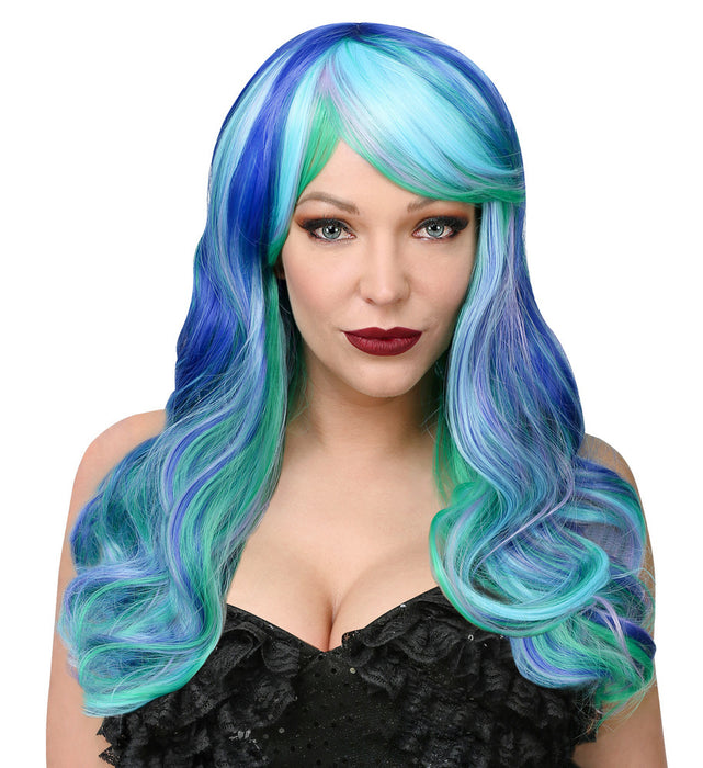 Dream Hair Langhaar Perücke "Leia" - Blau / Türkis