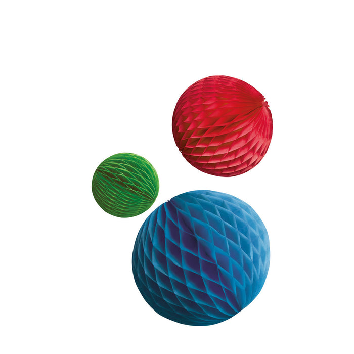 "Regenbogen" Wabenball Dekoration 3er Set - Bunt