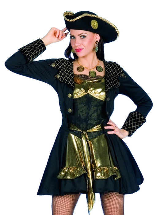Piratin Kostüm "Black Mary" für Damen | Piratenkostüm Schwarz Gold