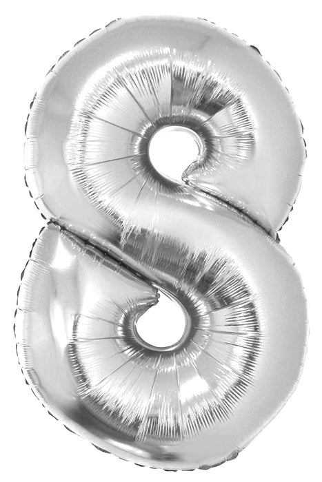 XXL Zahlen Folienballon 100 cm - Silber Zahl 8