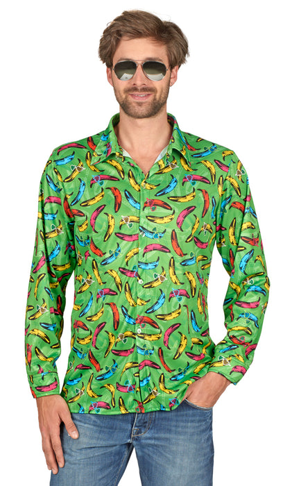 Pop Banana Retro Hippie Hemd für Herren | Grün