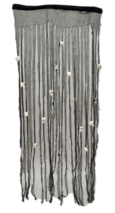 Halloween Dekoration Türvorhang mit Totenköpfen - 175 x 68 cm | Skelett Geister