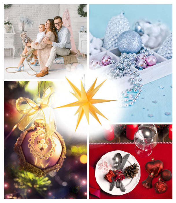 LED Weihnachtsstern 3D Leuchtstern Innen Außen Ø 60cm | 76650 - Adventsstern Gelb