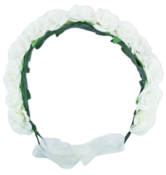 Blumenkranz zum binden mit Rosen - Weiß
