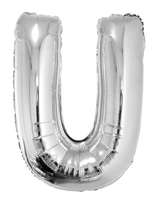 XXL Buchstaben Folienballon 100 cm - Silber Buchstabe U