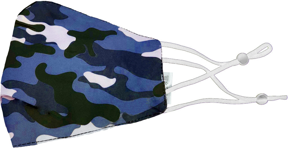 Mund Nase Stoffmaske Gesichtsmaske aus 100% Baumwolle - Camouflage Blau