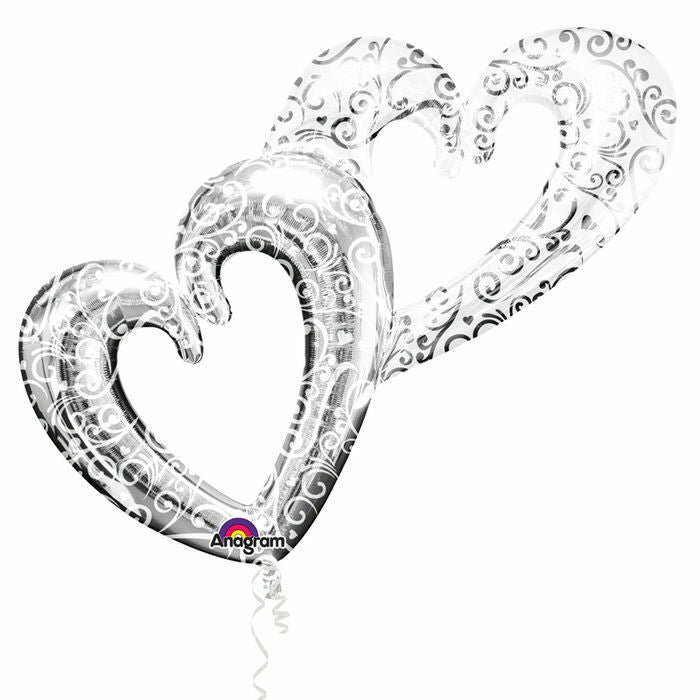 SuperShape Folienballon "Herzen" Silber | 134x91cm