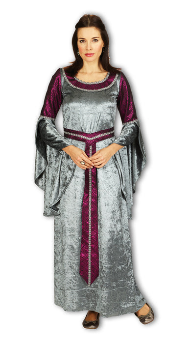 Hofdame Mittelalter Kostüm für Damen | Silber Bordeaux