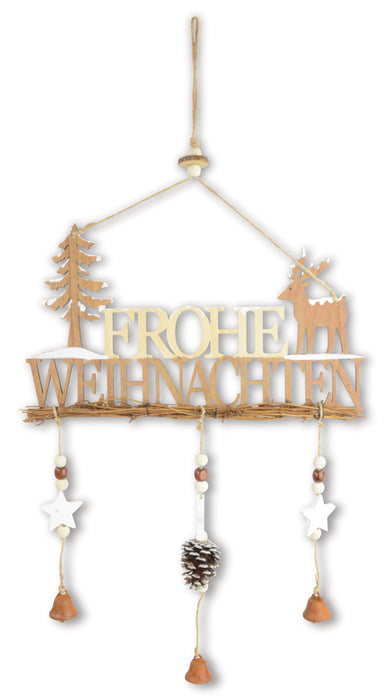 Riffelmacher Schriftzug "Frohe Weihnachten" 17156 - zum Hängen - Natur 29x40cm