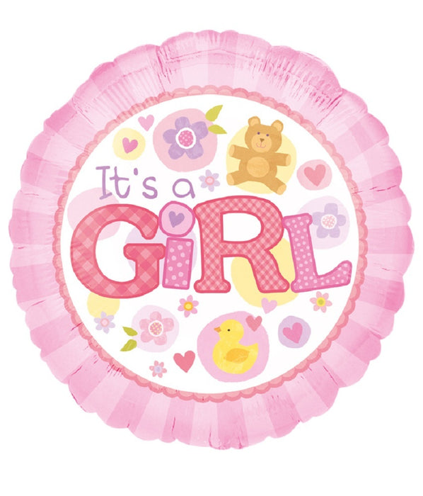 ABC18 Folienballon "It's a Girl" | Ø 43 cm Babyparty Dekoration für Mädchen