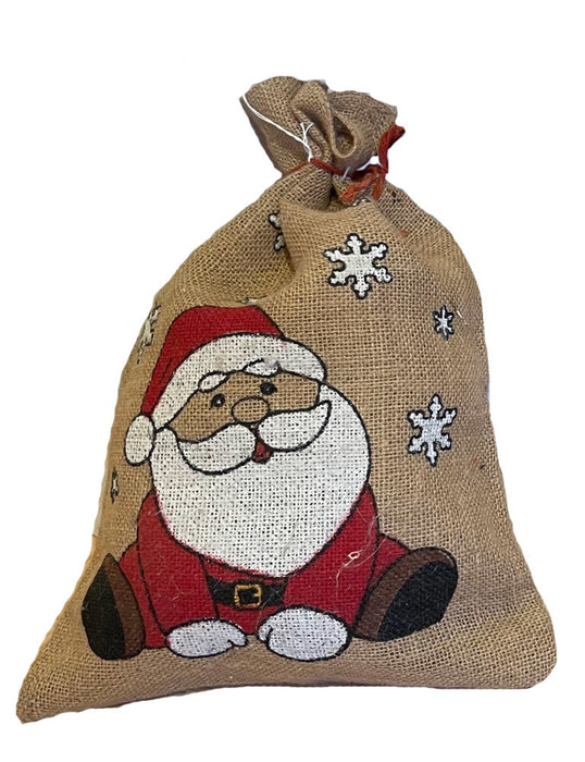 Riffelmacher Nikolaus Jutesack 48 x 36 cm "Süßer Santa" | Natur Rot