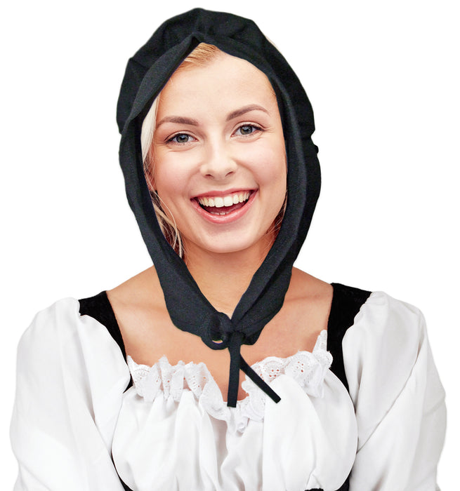 Mittelalter Magd Haube Marktfrau Schwarz