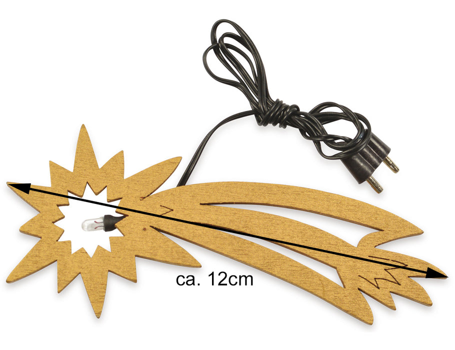 LED Komet aus Holz 12cm 3.5V Anschluss - Gold | 78296 - Zubehör Weihnachtskrippe