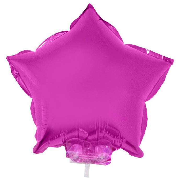 Stern Folienballon 28 cm mit Stab - Pink