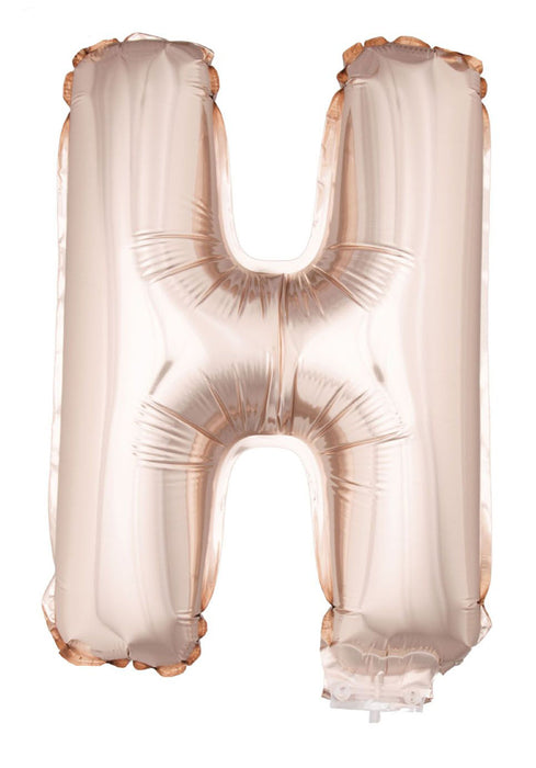 Buchstaben Folienballon mit Stab 41 cm - Roségold Buchstabe H