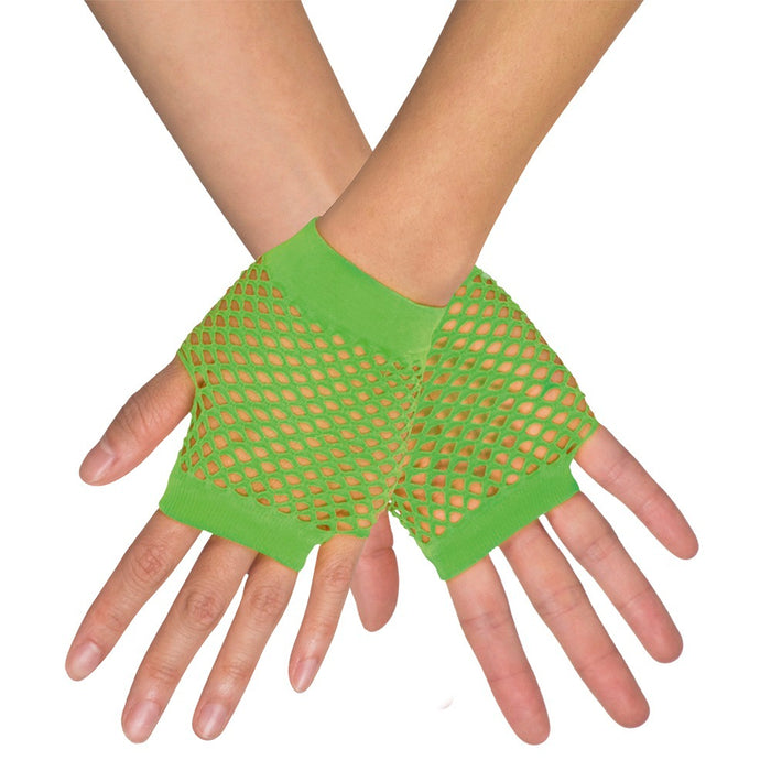 Kurze Fingerlose Netzhandschuhe "New York" | Neon Grün