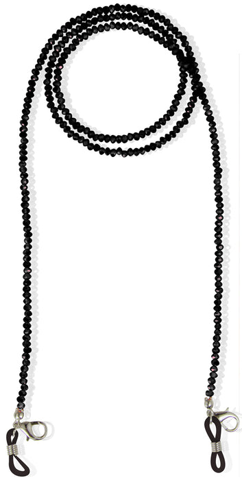 Brillenkette Maskenkette mit Glaskristallperlen - Schwarz