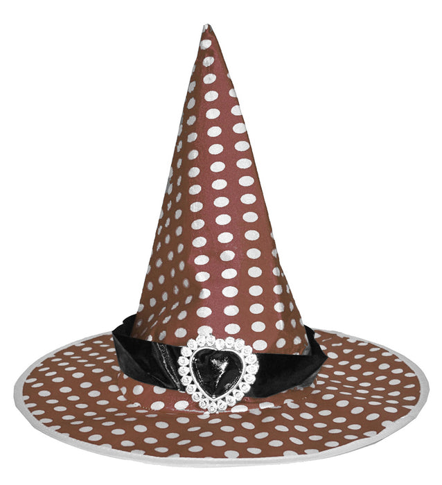 Hexenhut "Speckles" mit Herzschnalle und Punkten | Braun