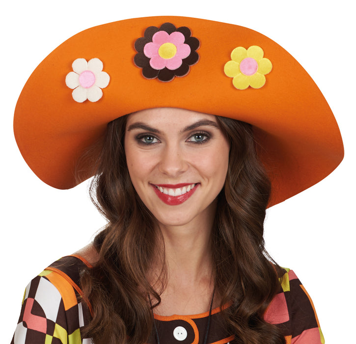 70er Jahre Hippie Schlapphut Andy in Orange