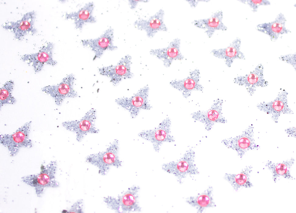Glitzer Sticker Gesicht & Haar | Rosa Strasssteine selbstklebend | Festival, Party & Kostüm