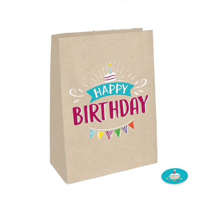 "My Birthday" Papiertüten Mitgebsel Gastgeschenke - 4 Partytüten 14,7 x 21 cm