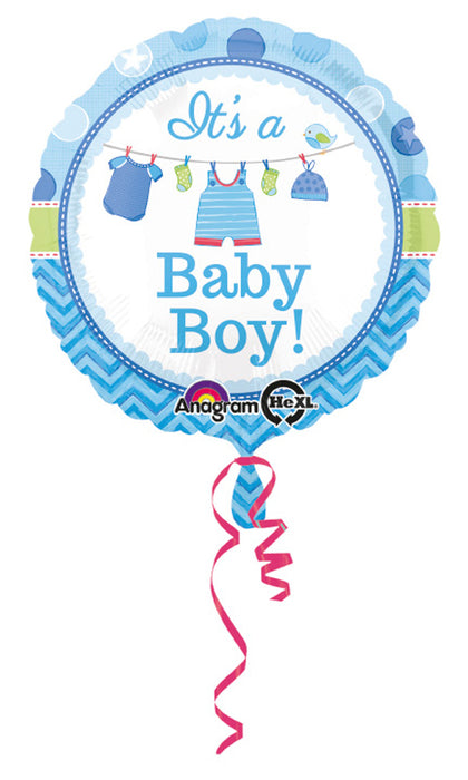 ABC18 Folienballon "It's a Baby Boy" | Ø 43 cm Blau