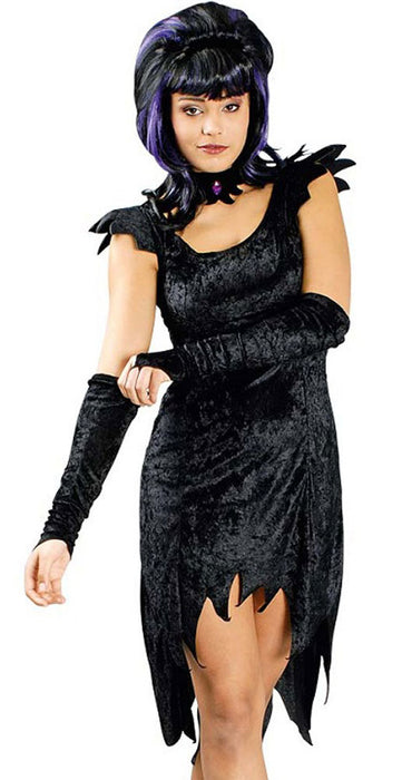 Hexenkostüm Lahja für Damen - Schwarz - Schönes Keid mit Armstulpen und Halsband