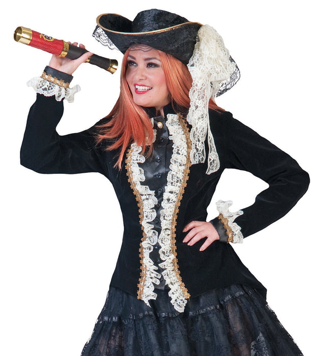 Hochwertige Jacke mit Rüschen - Schwarz Weiß - Gr. 36 38