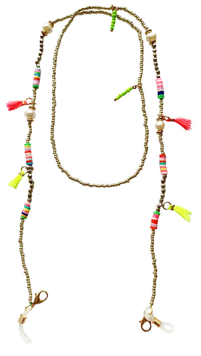 Verspielte Fashion Brillenkette Maskenkette Boho Gold