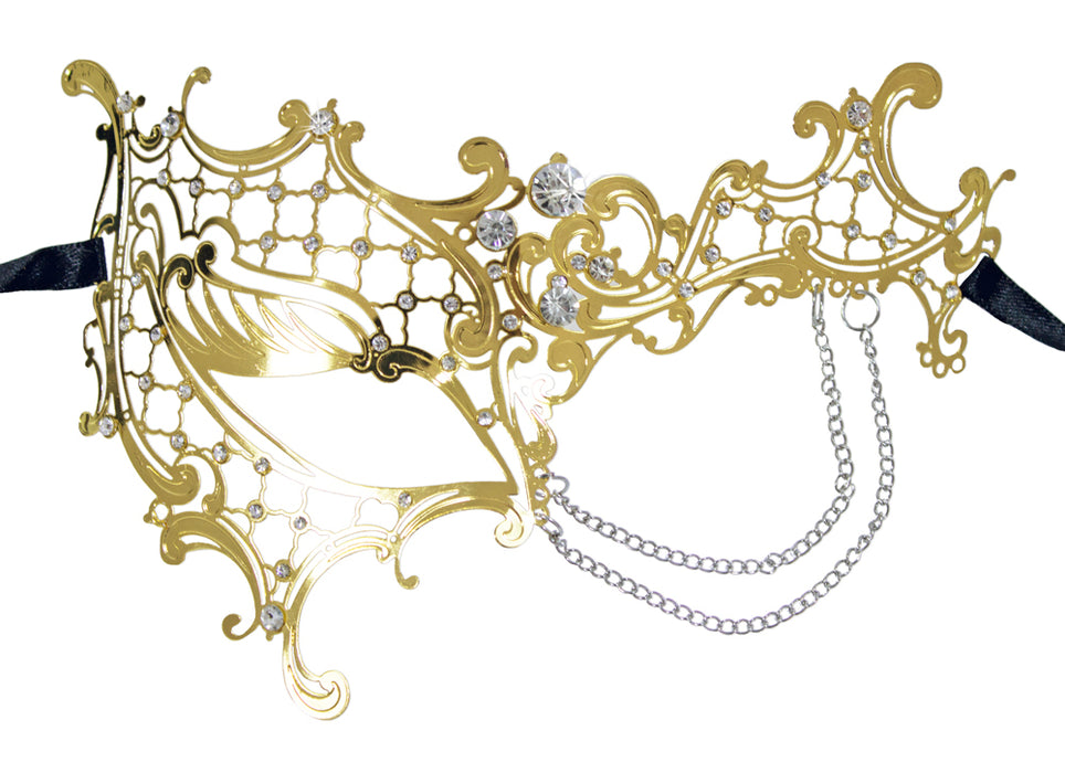 Halb Augenmaske Electra - Gold mit Strass und Kettchen