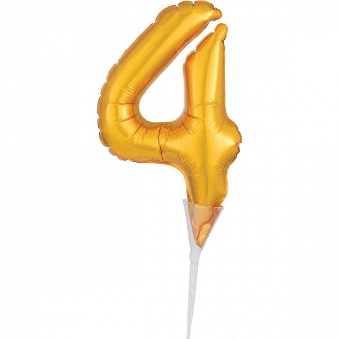 Folienballon Tortendeko Gold - Zahl 4