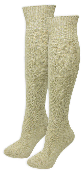 Kniestrümpfe mit Zopfmuster- Beige