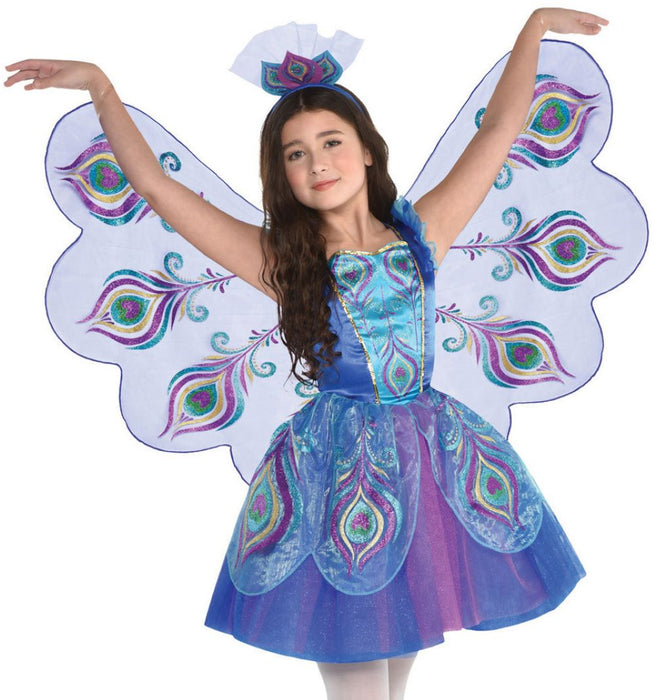 Pfauen Kostüm "Pretty Peacock" für Mädchen | Blau Lila mit Flügeln