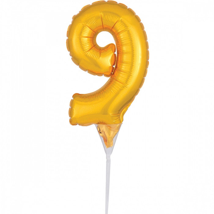 Folienballon Tortendeko Gold - Zahl 9