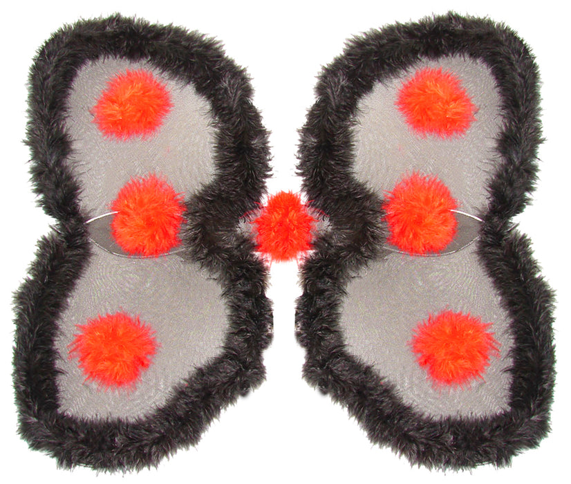 Marienkäfer Flügel mit Marabou Federn 60 x 48 cm | Schwarz Rot