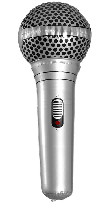 Aufblasbares Mikrofon zum Rockstar Kostüm | Silbergrau 25 cm
